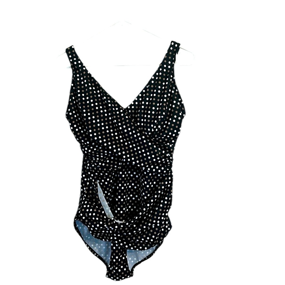 Trim Shaper One Piece Swimsuit 14 Polka Dots Black